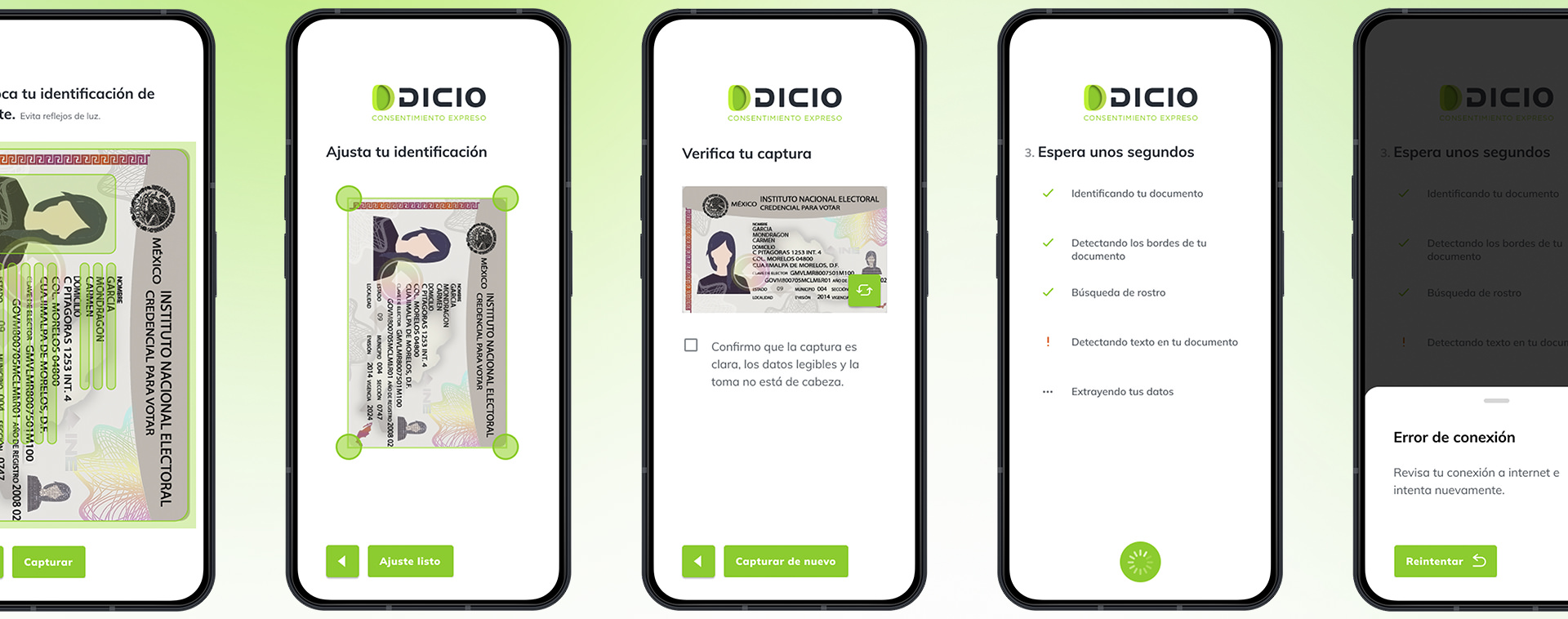 Componentes y estados del sistema de onboarding
